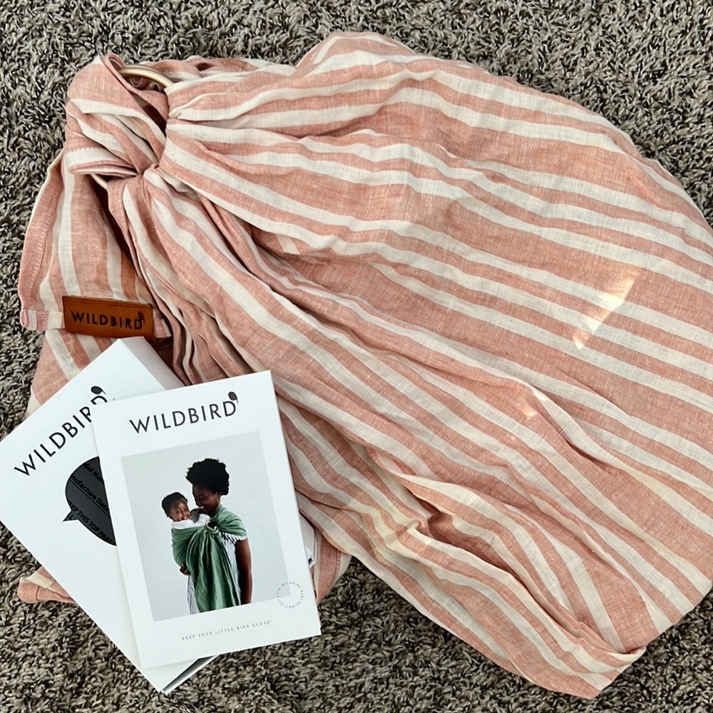 Wildbird striped linen baby sling like new